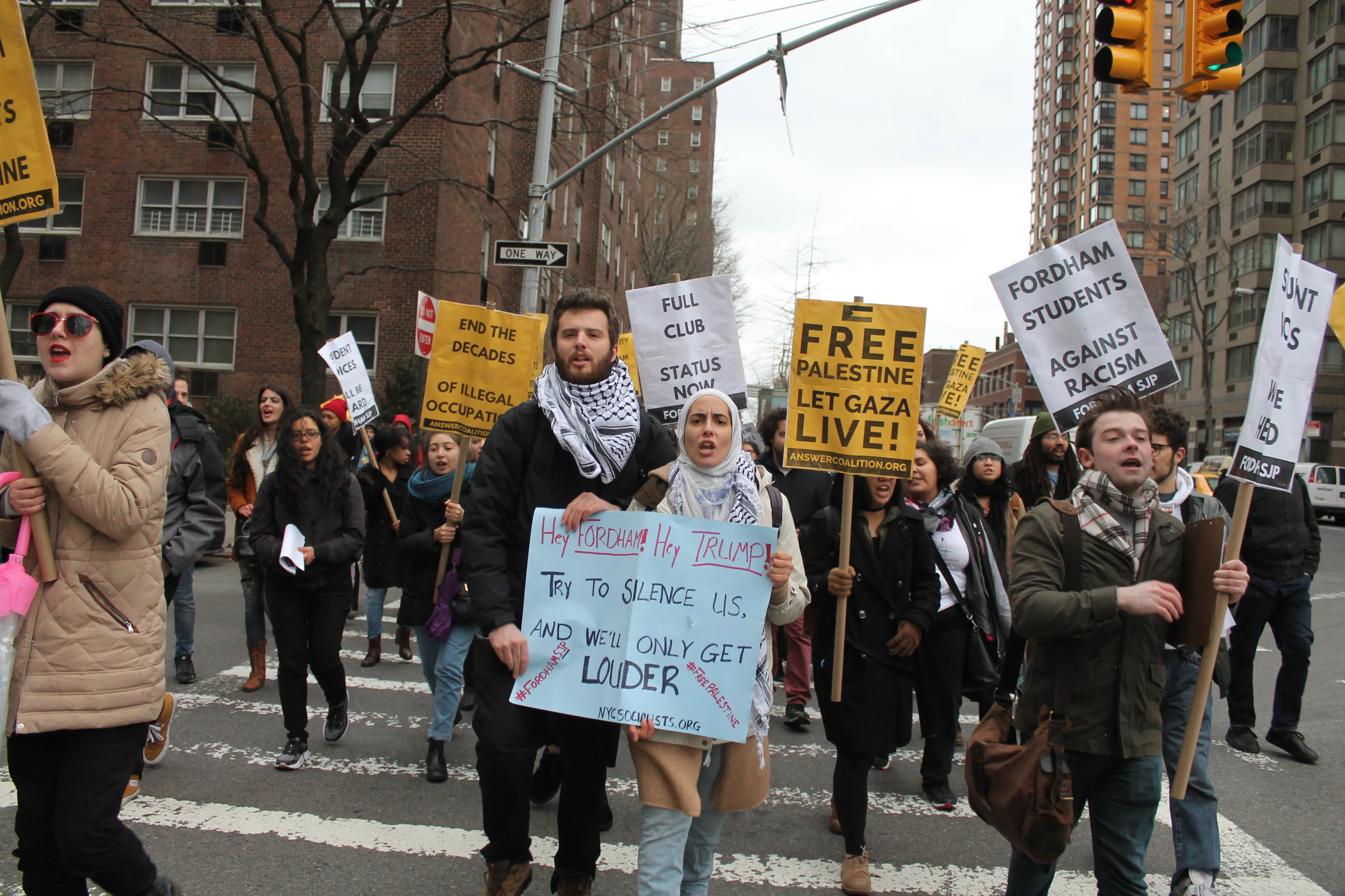 Students and Supporters Protest Ban on Fordham SJP